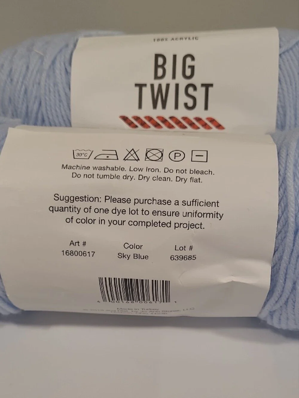 Value Acrylic Yarn - Light Blue